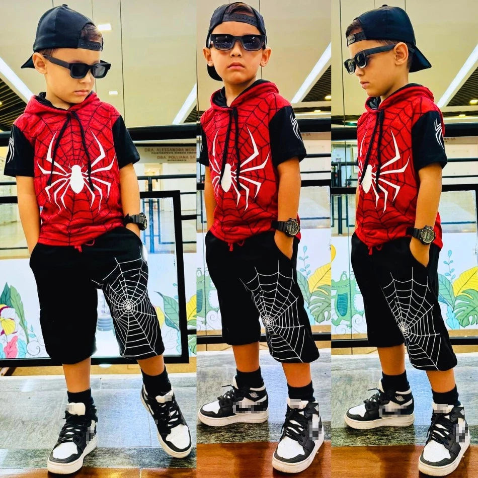 A Compre Já Brasil Indica para seu Filho Conjunto Masculino Homem Aranha Verão Bermuda e Camisa Infantil 2025