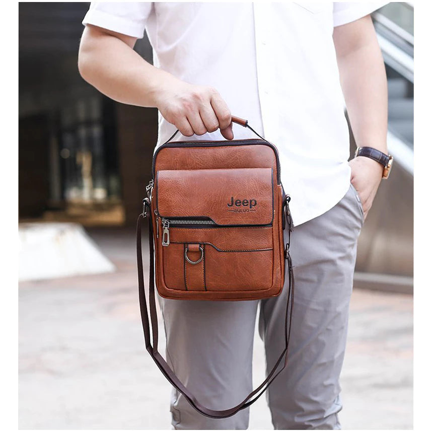 Bolsa de Couro Masculina Estilo Crossbody Casual