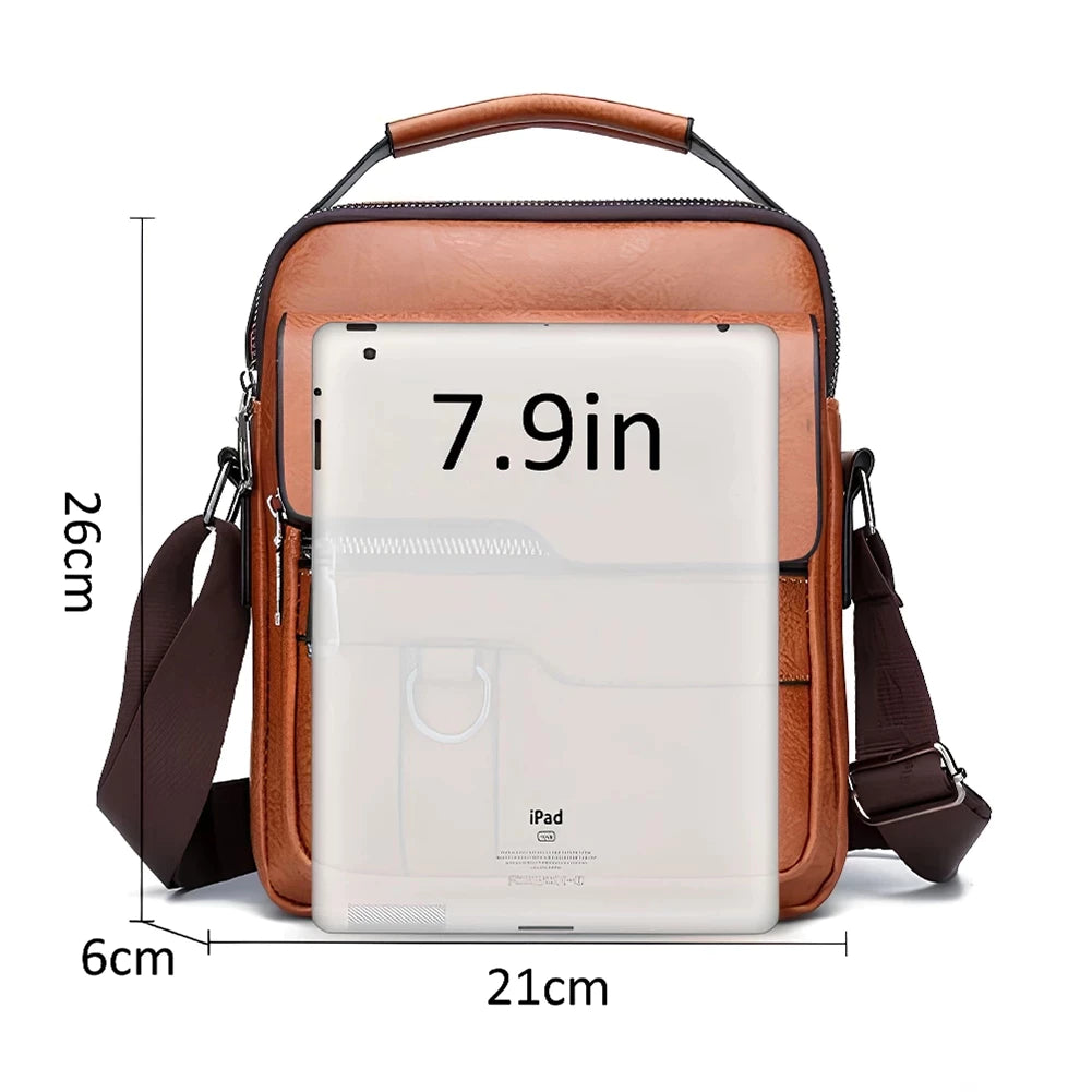 Bolsa de Couro Masculina Estilo Crossbody Casual