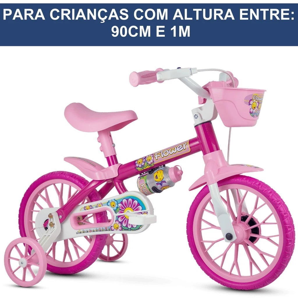 A Compre Já Brasil Indica Bicicleta Bike Criança 2 A 5 Anos Aro 12 Flower Nathor Infantil Rosa C/ Rodinha Menina de 90cm a 1m
