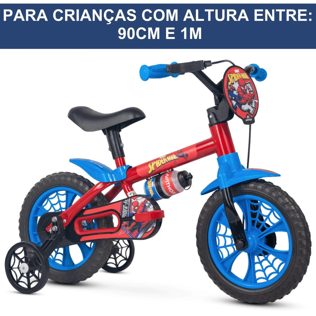 A Compre Já Brasil Indica Bicicleta Infantil Nathor Aro 12 Menino SPIDER MAN HOMEM ARANHA Criança de 90cm a 1 metro 2 A 5 Anos