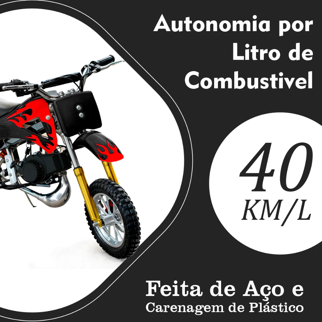 Compre Já Brasil Indica Motinha Cross Motor 2 Tempos a Gasolina 49cc para Criança 3 a 7 anos Freio a Disco
