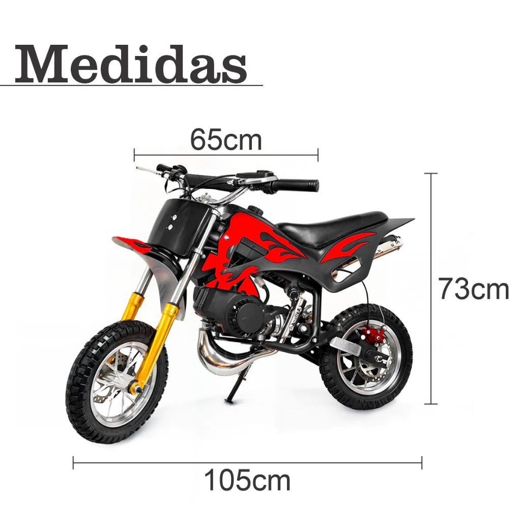 Compre Já Brasil Indica Motinha Cross Motor 2 Tempos a Gasolina 49cc para Criança 3 a 7 anos Freio a Disco