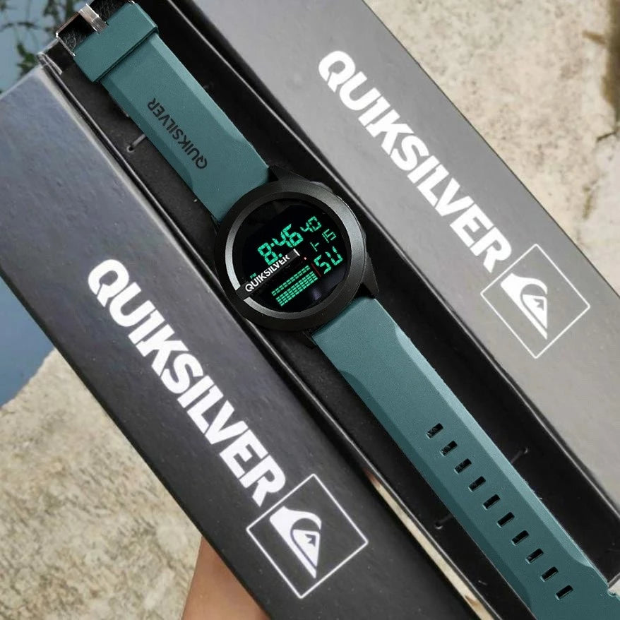 Promoção Pague 1 Leve 2 Relógio Quiksilver Men 'S Watch Band Genuine Digital À Prova D' Água Full Automatic Led Watch ERAV