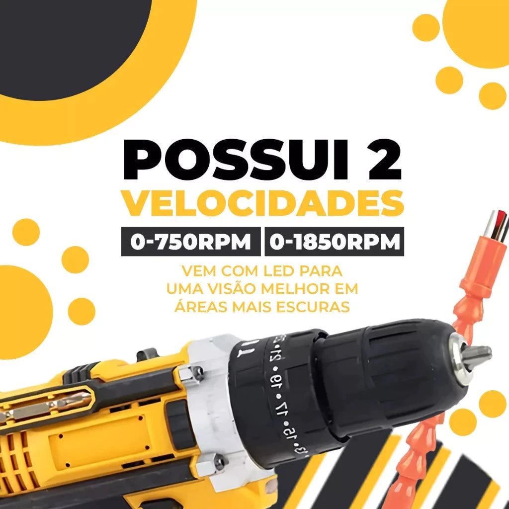 Compre Já Brasil indica Parafusadeira Furadeira 12V 21V 2 Baterias Com Maleta e Acessórios Completo