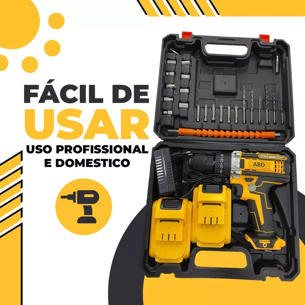 Compre Já Brasil indica Parafusadeira Furadeira 12V 21V 2 Baterias Com Maleta e Acessórios Completo